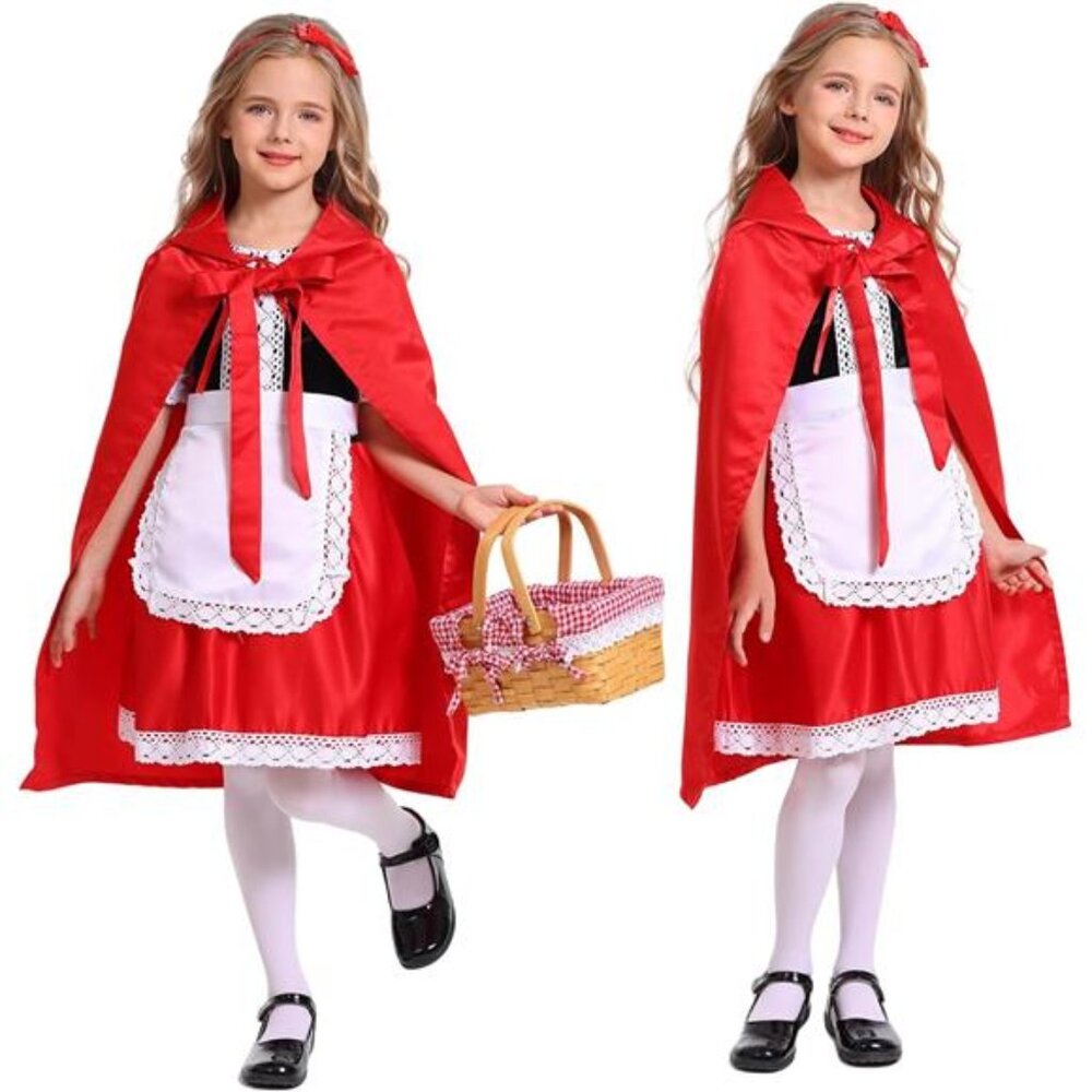 Little Red Riding Hood Costume Dress for Girls Kids Halloween Costumes - Picture 4 of 6